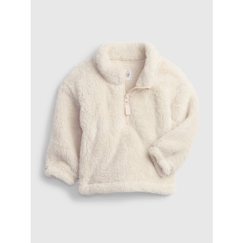 Baby Sherpa Half-Zip Sweatshirt in stone, size: 3-6 M