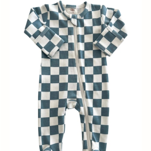 Blueberry Muffin Checkerboard / Organic Zip Footie – SpearmintLOVE