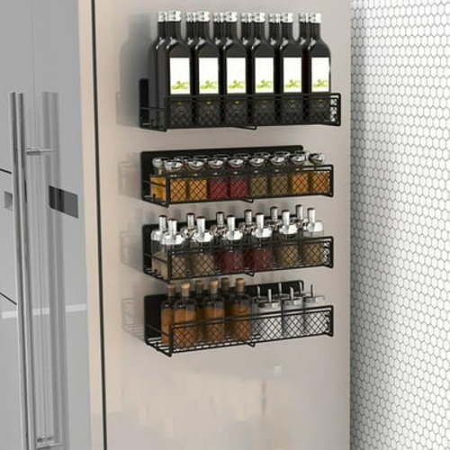 4 Pack Magnetic Spice Rack for Refrigerator, Kitchen Organizers and Storage, Magnetic Fridge Shelf for Kitchen Organization and Storage, Seasoning Organizer, Fridge Organizer, Home Organization