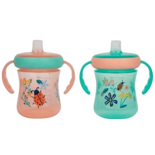 The First Years 2pk Soft Spout Trainer Cup 7oz, Color: Lady Bug