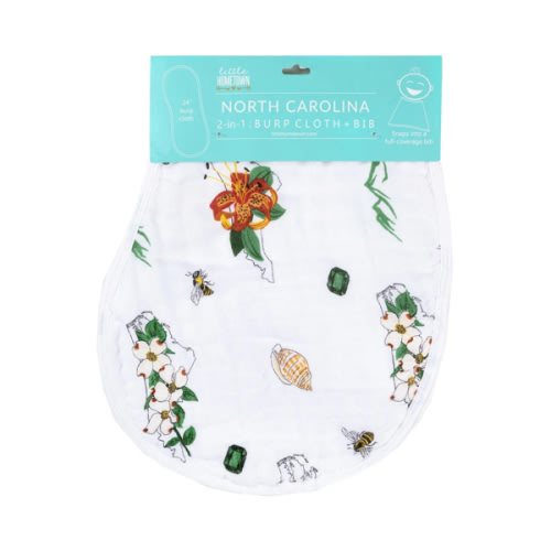 Baby Burp Cloth & Bib Combo: NC Floral - Soft & Absorbent! – Little Hometown