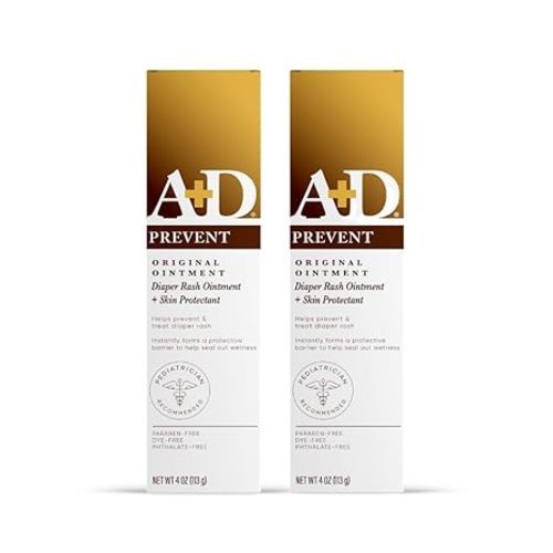 A+D Original Diaper Rash Ointment Prevents & Treats Diaper Rash, Moisturizing Skin Protectant with Vitamins A & D, Healing Skin Ointment for Dry and Cracked Skin 4oz 2 Pack - 2 Count (Pack of 1)