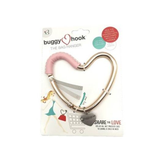Kidco Buggygear Stroller Heart Hook - Rose Gold/Pink Leather