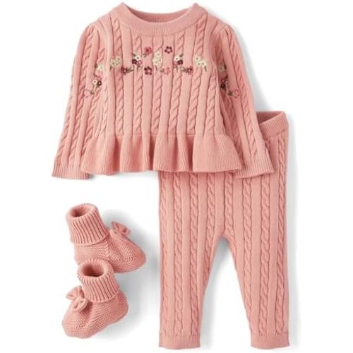 Gymboree Baby Girls' And Newborn Long Sleeve Sweater and Pants, 3 Piece Outfit