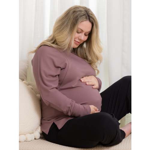Bamboo Maternity & Nursing Crew Neck Sweatshirt | Evergreen - Kindred Bravely - L