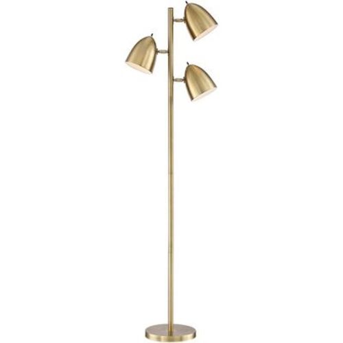 360 Lighting Aaron Mid Century Modern Tree Floor Lamp 64" Tall Aged Brass 3 Light Adjustable Dome Shade For Living Room Reading Bedroom Office House