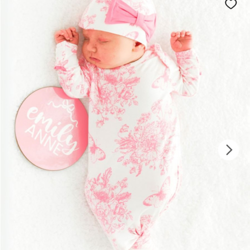 Ruffle Knotted Sleep Gown & Hat Set