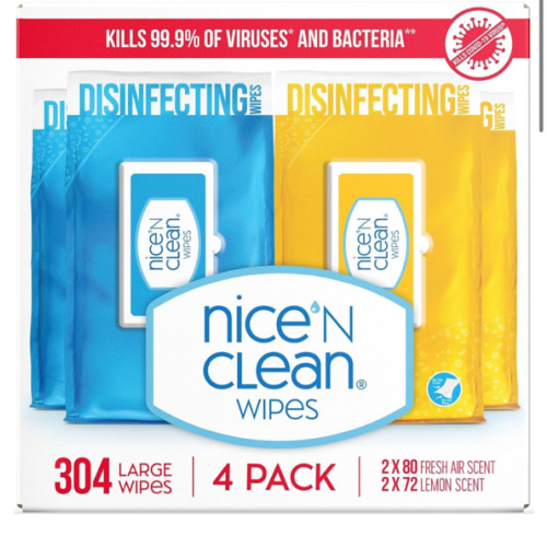 Nice 'N Clean Disinfecting Surface Wipes 304ct | Cleans & Disinfects Home & Kitchen Surfaces | Fresh & Lemon Scent