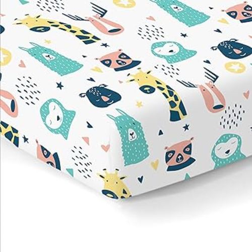 100% Organic Cotton Fitted Sheets for Standard Crib and Toddler Mattresses/Pads 28” x 52” and up to 6” Thick. Boys and Girls. Fits, Dream On Me, Lullaby, Safety 1st, Newton, and Other Brands.
