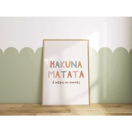 Nursery Wall Art Hakuna Matata Print Neutral Baby Room Decor Unframed Safari Animal Quote Kids Room Decoration