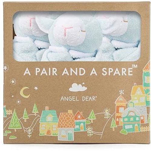 Angel Dear - Blue Lamb, Pair and A Spare Blankie Set, Pack of 3