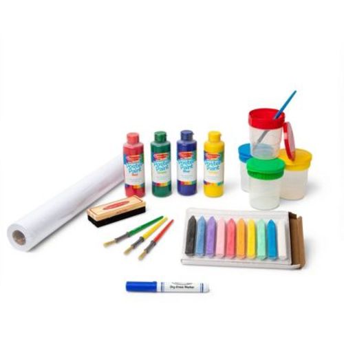 Melissa & Doug Easel Accessory Set - Paint, Cups, Brushes, Chalk, Paper, Dry-erase Marker