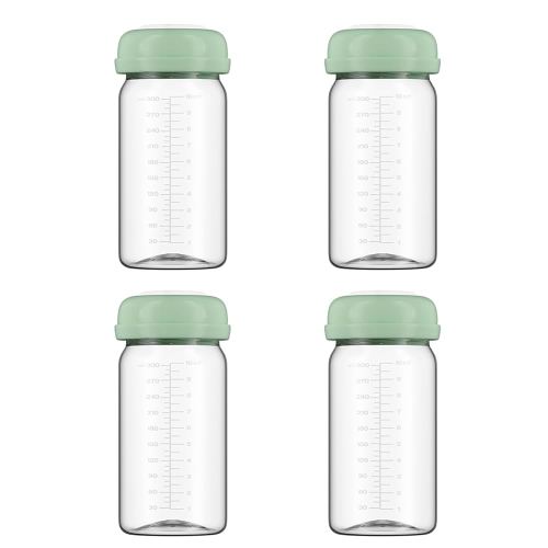 Breastmilk Storage Bottles Collection Bottles, 10oz Wide-Neck Breast Milk Container Compatible for Spectra S1 S2 SG Motif Luna Breast Pumps, Fit for 22oz Breast Milk Cooler & Fridge, 4 Packs