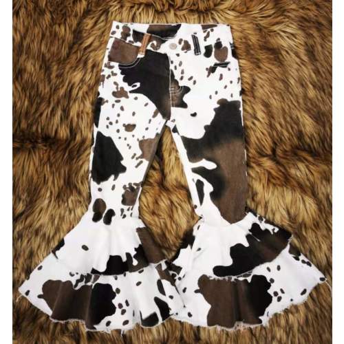 Cow Hide Double Bell Bottom Jeans