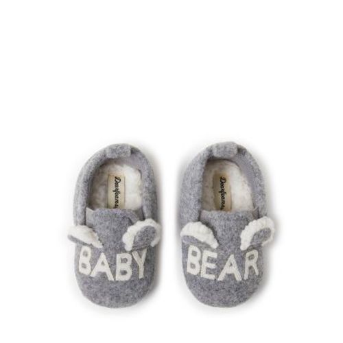 Dearfoams Kid's Casey Baby Bear Family Scuff Slipper - Light Heather Grey Size 0-3