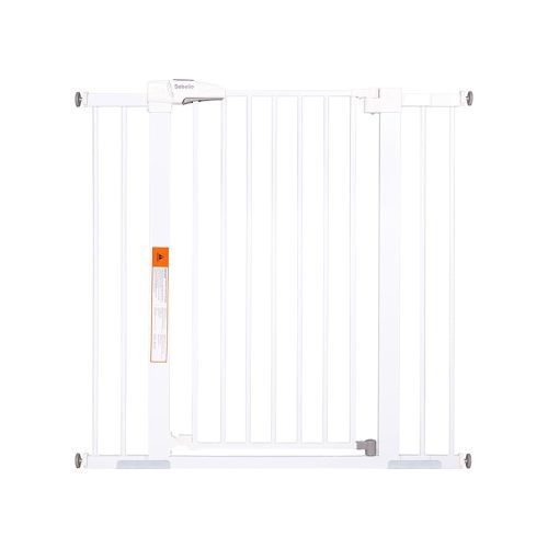 BABELIO 36" Extra Tall Dog Gate, 26-40" Wide Auto Close Baby Gate, Pressure Mounted Metal Pet, Easy Install No Drilling, No Tools Required, With Wall Protectors and Extension Kits, White