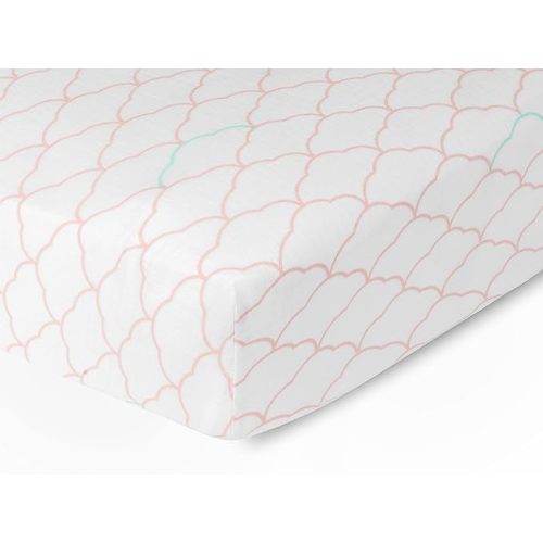 Newton Baby Organic Fitted Crib Sheets (2-Pack) - 100% Breathable and Ultra-Soft, 100% Organic Muslin Cotton, Dreamweaver Print in Blush Coral + Solid White, Fits All Standard Cribs - Blush Coral Dreamweaver