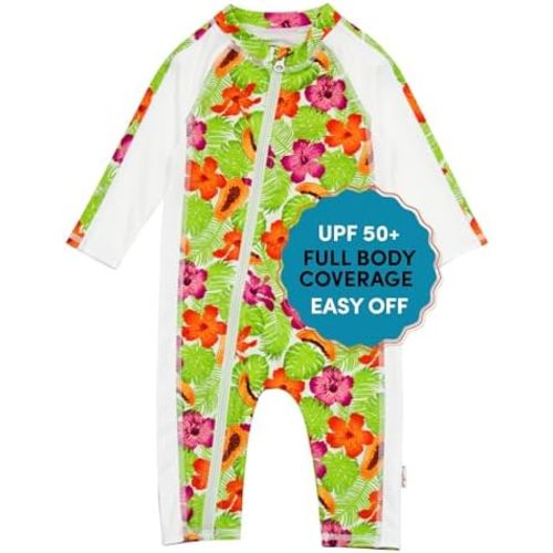 SwimZip Girls' Long-Sleeve UPF 50+ Swimsuit for Baby, Toddler, & Little Girls