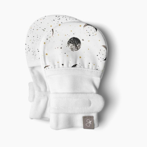 Goumi Kids Organic Stay-On Baby Mitts - Many Moons, 0-3 Months