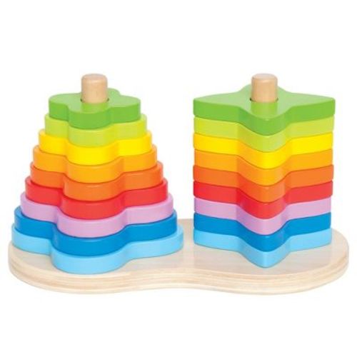 Hape: Double Rainbow Stacker- Wooden Ring Set Toy, 12mo+