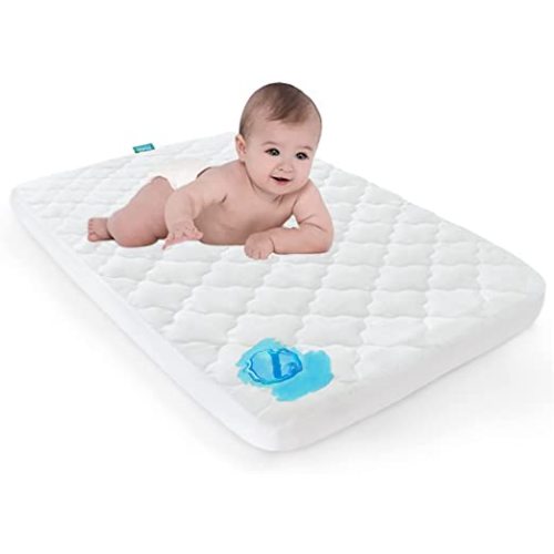 Waterproof Pack n Play Mattress Pad Cover, Pack and Play Sheet Quilted- 39" x 27" Fitted Pad for Graco Playard Mattress | Mini & Portable Playard Mattresses -Washable Ultra Soft Padding -White - Pack n play/Playard (Pack of 1)