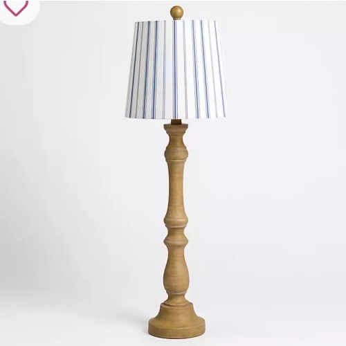 Jessi Spindle Buffet Lamp with Blue Striped Shade | Kirklands Home
