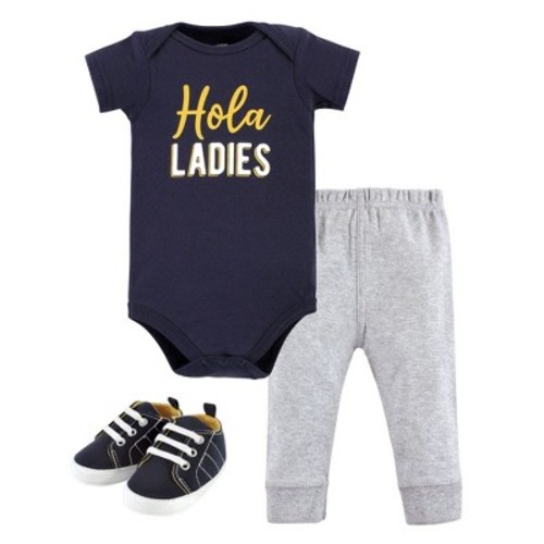 Hudson Baby Infant Boy Cotton Bodysuit, Pant and Shoe Set, Hola Ladies Short Sleeve, Size: 0-3 months
