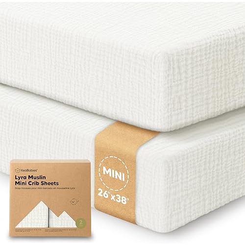 2-Pack Muslin Mini Crib Sheets (Soft White)