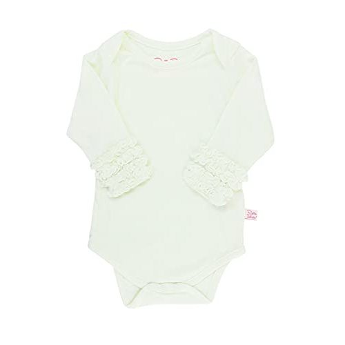 RuffleButts Baby/Toddler Girls Knit Long Sleeve Ruffle Bodysuit with Snaps