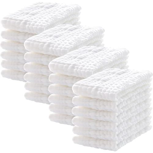 12 Pack Muslin Burp Cloths 100% Cotton Muslin Cloths Large 20''x10'' Extra Soft and Absorbent Baby Burping Cloth - White - 10x20 Inch (Pack of 24)