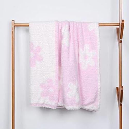 Soft Baby Blanket Baby Cozy Blanket Swaddling Blanket for Newborn Nursery Kids Knit Leopard 30x40 Inch Purple Flower