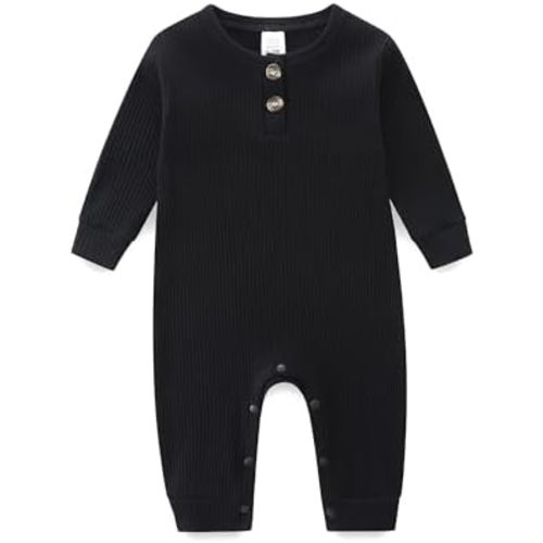 Unisex Newborn Baby Romper Ribbed Onesie Infant Long/Short Sleeve Jumpsuit