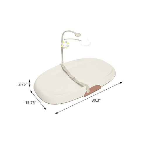 Skip Hop Baby Changing Pad Nursery Style Wipe-Clean Contoured with Cushioned Foam, Non-Skid Base, Built-in Safety Belt & Tuck-Away Toy Bar Fits Standard Changing Tables, Oat