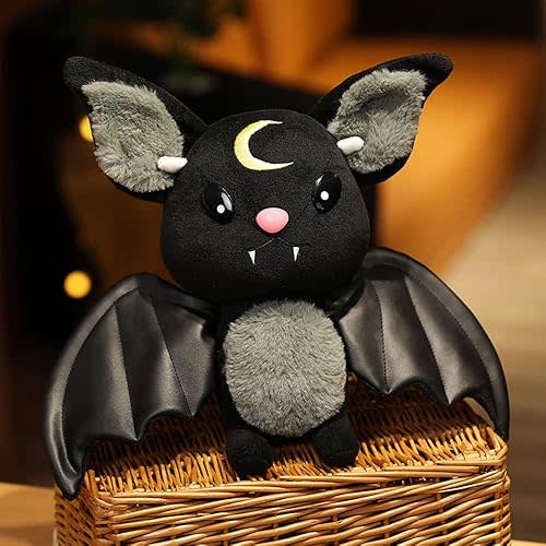 NatureMan Bat Plush Stuffed Animal Toys,Halloween Black Bat Decor Soft Hugging Plush Doll Toy Gifts,for Kids Birthday, Halloween, Christmas (Black,11.8inch)