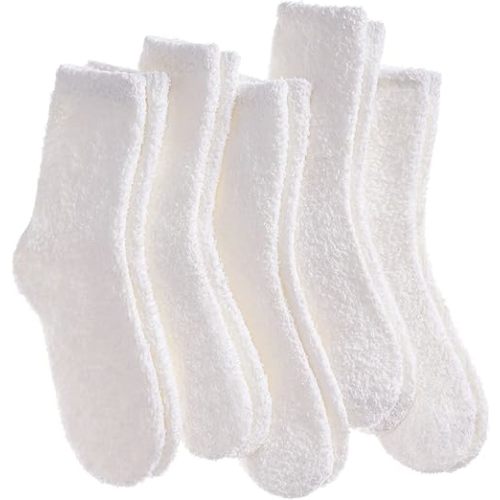 LANLEO 5/6 Pairs Womens Super Soft Fuzzy Plush Warm Winter Home Sleeping Slipper Socks