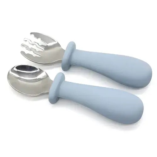 Gigi Baby First Fork & Spoon Set - Sky | Baby Bunting AU