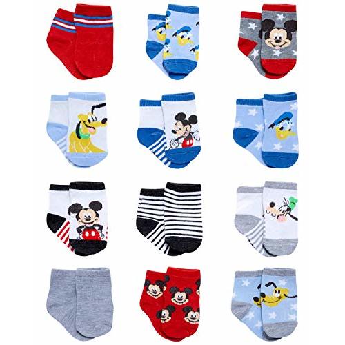 Disney Baby Boys Socks - 12 Pack Soft Newborn Baby Socks Character Prints - Cute Newborn and Infant Socks (0-24M)