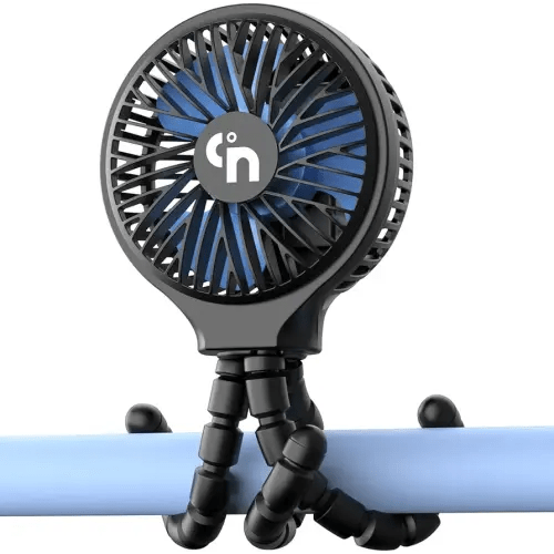HomeLifairy Battery Operated Stroller Fan Flexible Tripod Clip On Fan with 3 Speeds and Rotatable Handheld Rechargeable Personal Portable Fan for Baby Car Seat Crib Bike Treadmill (Black)