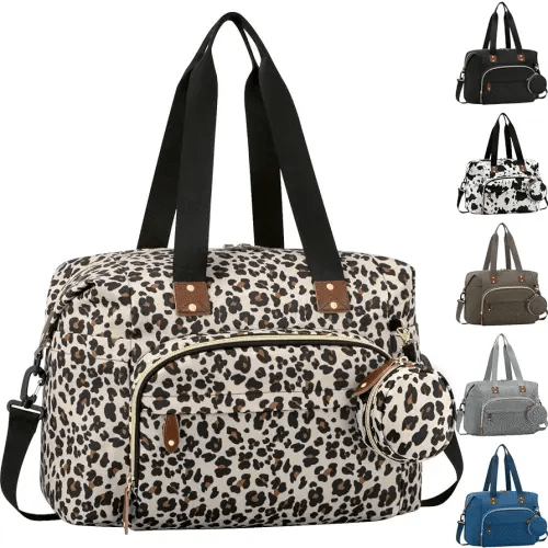 Diaper Bag Tote with Pacifier Case, Large Tote Diaper Bag for Women with Shoulder Straps, Cute Hospital Baby Diaper Tote Bag for Mom, Newborn Baby Diaper Maternity Bag Leopard Print