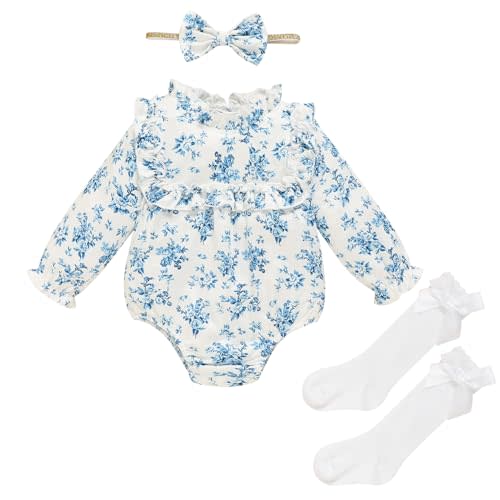 GRNSHTS Newborn Baby Girl Clothes Ruffle Rompers Toddler Fall Outfits for Girls Set Little Girl Fall Winter Clothing