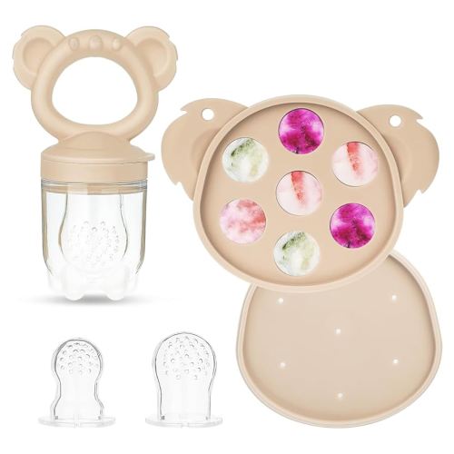 Silicone Baby Fruit Food Feeder & Freezer NibbleTray Set – Breastmilk Popsicle Molds for Baby Teething Relief, Fresh Food Feeder for Safe Infant Self Feeding BPA Free : Amazon.com.au: Baby