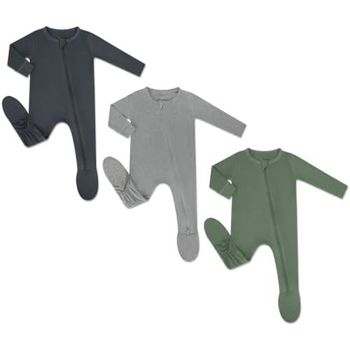HAPIU Rayon from Bamboo Baby Footed Pajamas, 2 Way Zipper YKK, Footie for Baby Boy Girls, Newborn-24 Months