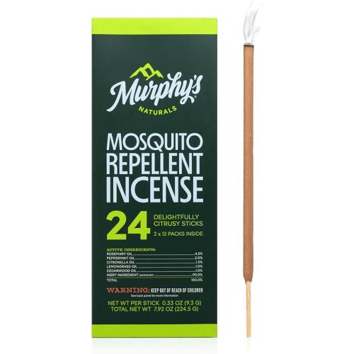 Murphy’s Naturals Mosquito Repellent Incense Sticks, Insect Repellent with Citronella for Outdoors, 2.5+ Hours of Burn Time per Stick, 0.33 oz, 24 Count