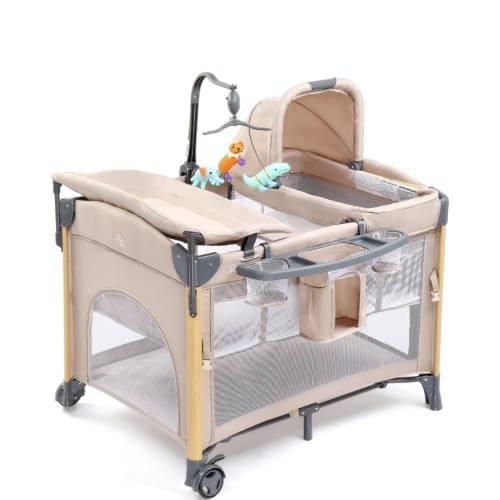 JOYMOR All in One Nursery Center, Bassinet with Changing Table ,Mattress, Sheet, Toy, Unisex Infant