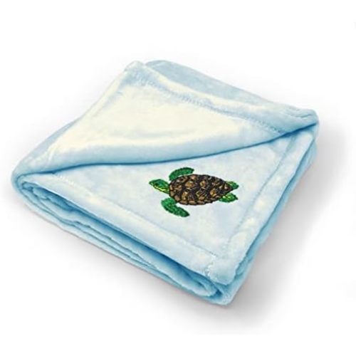 Custom Embroidery Nursery Bedding Baby Blankets for Boys & Girls Sea Turtle A