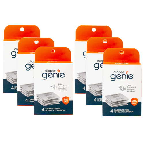6 Pack - Diaper Genie Carbon Filter, Diaper Pail Odor Eliminator & Deodorizer, Compatible with the Diaper Genie Complete and Expressions Pail, 4 Count