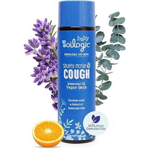 Oilogic Stuffy Nose and Cough Vapor Bath Relief for Babies & Toddlers, Essential Oil Breathe Blend - Pediatrician & Dermatologist Tested Formula Naturally Soothes with Essential Oils- 266ml (9 fl oz)