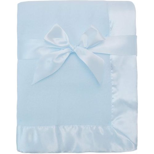 American Baby Company Fleece Blanket with Silk-Like Satin Trim, Soft, Warm & Cozy, Blue, 30" x 40" for Boys and Girls, Perfect for Baby Carrier, Stroller, Travel and Gifting