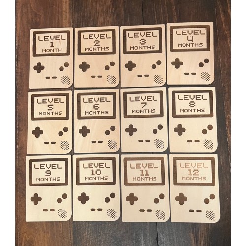 Baby Milestone Marker Set Nostalgic Gameboy Pregnancy Announcement and Birth Announcement