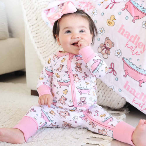 Bathtime Besties Convertible Zip Romper | Pink